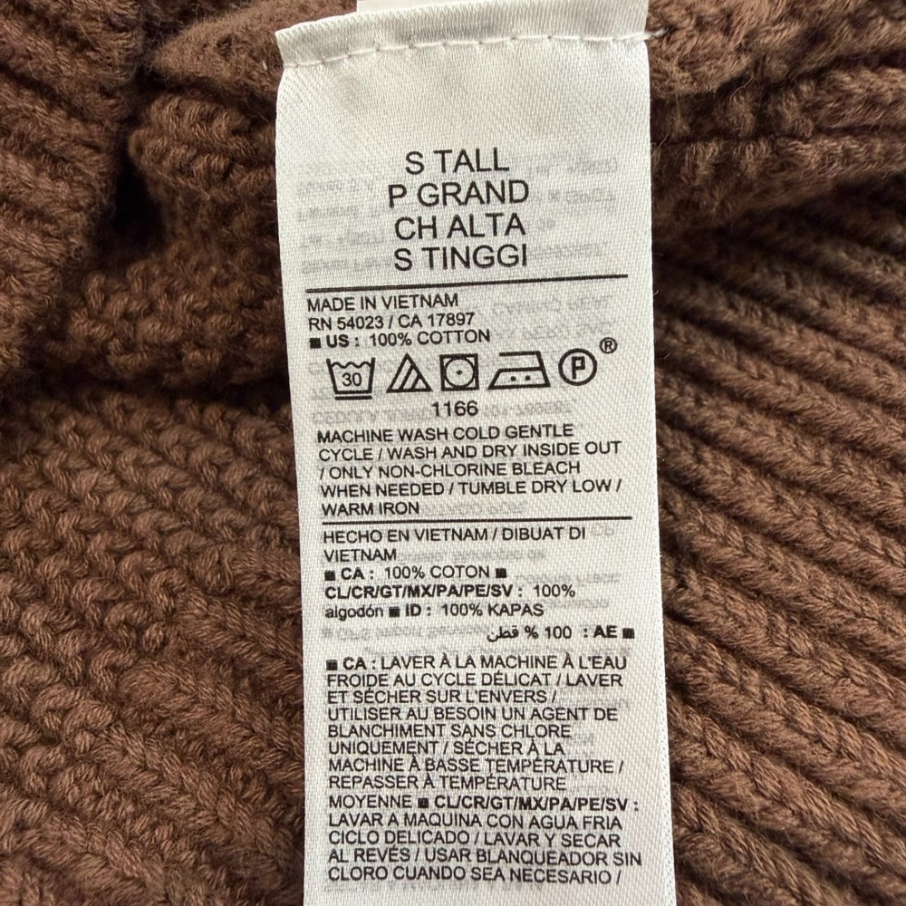 NEW‎ Old Navy Womens S Tall Brown Textured Waffle Knit Fisherman Sweater - Picture 7 of 7